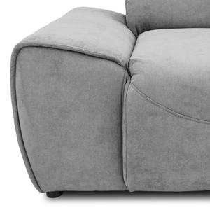 Ecksofa Paolos mit Longchair Webstoff Meli: Silber - Longchair davorstehend rechts