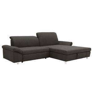 Ecksofa Altomna mit Longchair Webstoff Cody: Schlamm - Longchair davorstehend rechts