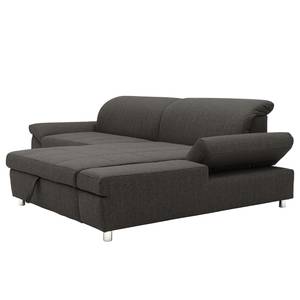 Hoekbank Altomna met chaise longue Geweven stof Cody: Modder - Longchair vooraanzicht rechts