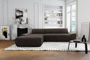 Divano con chaise longue Paolos Microfibra Savi: antracite - Longchair preimpostata a sinistra