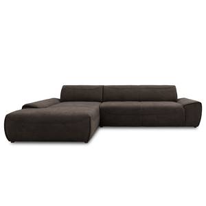 Ecksofa Paolos mit Longchair Microfaser Savi: Anthrazit - Longchair davorstehend links