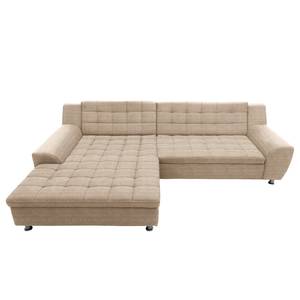 Hoekbank Kleta met chaise longue Microvezel Savi: Taupe - Longchair vooraanzicht links