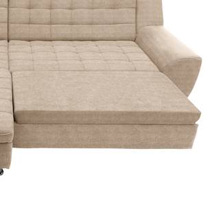 Hoekbank Kleta met chaise longue Microvezel Savi: Taupe - Longchair vooraanzicht links