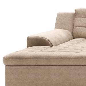 Hoekbank Kleta met chaise longue Microvezel Savi: Taupe - Longchair vooraanzicht links