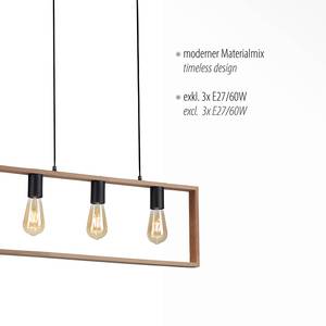 Hanglamp Franky ijzer/massief acaciahout - Aantal lichtbronnen: 3