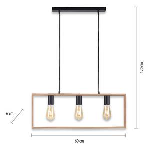 Hanglamp Franky ijzer/massief acaciahout - Aantal lichtbronnen: 3
