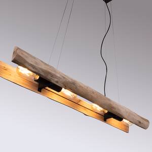 Hanglamp Log ijzer/massief eucalyptushout - 4 lichtbronnen