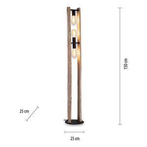 Staande lamp Log ijzer/massief eucalyptushout - 3 lichtbronnen