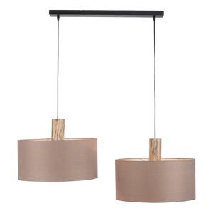 Hanglamp Linen linnen/ijzer - 2 lichtbronnen - Bruin