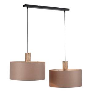 Hanglamp Linen linnen/ijzer - 2 lichtbronnen - Bruin
