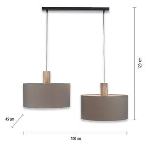 Hanglamp Linen linnen/ijzer - 2 lichtbronnen - Grijs