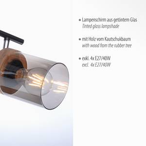 Plafondlamp Pasqual rookglas/ijzer - 4 lichtbronnen