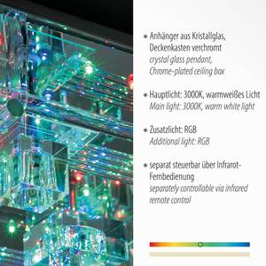 Plafonnier Kemal Verre cristallin / Chrome - 68 ampoules