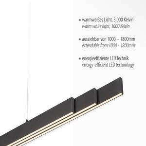 LED-Pendelleuchte Luzi Kunststoff / Aluminium - 3-flammig - Schwarz