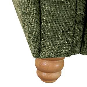 Canapé d’angle Liri Tissu chenille Chahla: Vert - Méridienne longue à gauche (vue de face)