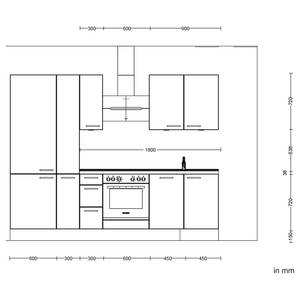 Küchenzeile High-Line Touch Variante A Schwarz / Eiche Sierra Dekor - Breite: 270 cm - Ausrichtung links - Ohne Elektrogeräte