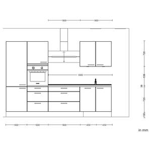 Küchenzeile High-Line Touch Variante D Schwarz / Eiche Sierra Dekor - Breite: 300 cm - Ausrichtung links - Ohne Elektrogeräte