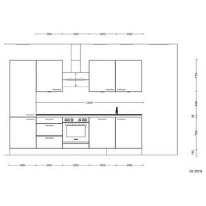 Küchenzeile High-Line Touch Variante C Schwarz / Eiche Sierra Dekor - Breite: 300 cm - Ausrichtung links - Ohne Elektrogeräte