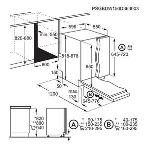 Küchenzeile High-Line Touch Variante D Schwarz / Eiche Sierra Dekor - Breite: 330 cm - Ausrichtung links - Mit Elektrogeräten