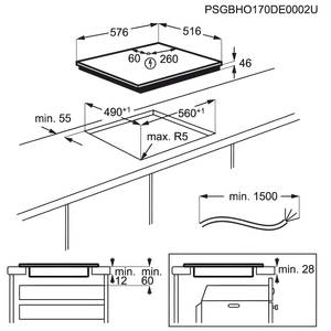 Küchenzeile High-Line Touch Variante D Schwarz / Eiche Sierra Dekor - Breite: 330 cm - Ausrichtung links - Mit Elektrogeräten