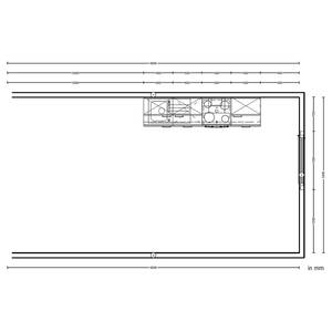 Küchenzeile High-Line Touch Variante C Magnolia / Eiche Sierra Dekor - Breite: 240 cm - Ausrichtung rechts - Ohne Elektrogeräte