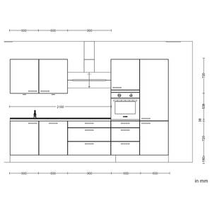 Küchenzeile High-Line Touch Variante D Magnolia / Eiche Sierra Dekor - Breite: 330 cm - Ausrichtung rechts - Ohne Elektrogeräte