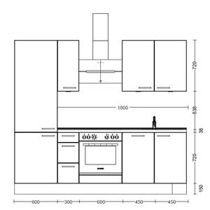 Küchenzeile High-Line Structura Kombi A Eiche Dekor - Breite: 240 cm - Ausrichtung links - Ohne Elektrogeräte