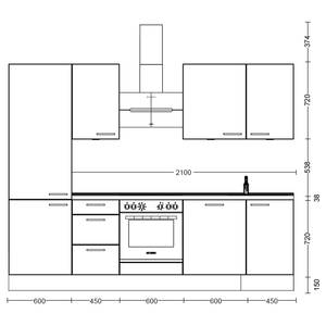 Küchenzeile High-Line Structura Kombi B Eiche Dekor - Breite: 270 cm - Ausrichtung links - Ohne Elektrogeräte