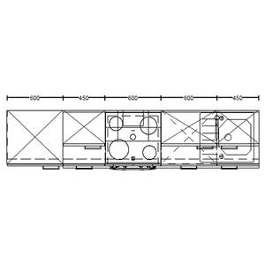 Küchenzeile High-Line Structura Kombi B Eiche Dekor - Breite: 270 cm - Ausrichtung links - Ohne Elektrogeräte