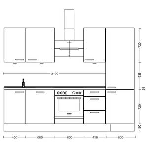 Küchenzeile High-Line Structura Kombi B Eiche Dekor - Breite: 270 cm - Ausrichtung rechts - Ohne Elektrogeräte