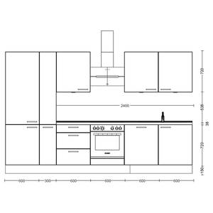 Küchenzeile High-Line Structura Kombi C Eiche Dekor - Breite: 330 cm - Ausrichtung links - Ohne Elektrogeräte