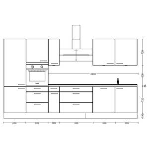 Küchenzeile High-Line Structura Kombi D Eiche Dekor - Breite: 360 cm - Ausrichtung links - Ohne Elektrogeräte