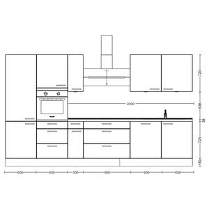 Küchenzeile High-Line Structura Kombi D Eiche Dekor - Breite: 360 cm - Ausrichtung links - Mit Elektrogeräten
