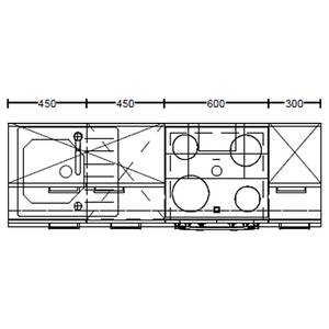 Küchenzeile High-Line Structura Kombi A Eiche Havanna Dekor - Breite: 180 cm - Ausrichtung rechts - Mit Elektrogeräten