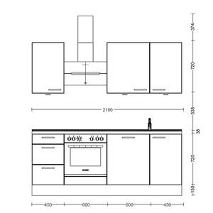 Küchenzeile High-Line Structura Kombi B Eiche Havanna Dekor - Breite: 210 cm - Ausrichtung links - Ohne Elektrogeräte