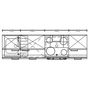 Küchenzeile High-Line Structura Kombi B Eiche Havanna Dekor - Breite: 210 cm - Ausrichtung rechts - Mit Elektrogeräten