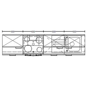 Küchenzeile High-Line Structura Kombi C Eiche Havanna Dekor - Breite: 240 cm - Ausrichtung links - Mit Elektrogeräten