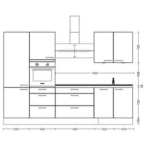 Küchenzeile High-Line Structura Kombi D Eiche Havanna Dekor - Breite: 300 cm - Ausrichtung links - Ohne Elektrogeräte