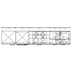 Küchenzeile High-Line Structura Kombi D Eiche Havanna Dekor - Breite: 300 cm - Ausrichtung links - Ohne Elektrogeräte