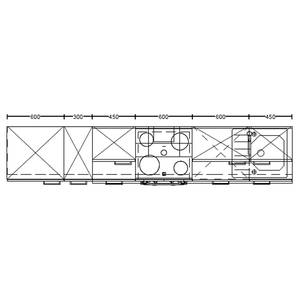 Küchenzeile High-Line Structura Kombi B Eiche Havanna Dekor - Breite: 300 cm - Ausrichtung links - Ohne Elektrogeräte