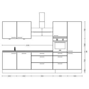 Küchenzeile High-Line Structura Kombi D Eiche Havanna Dekor - Breite: 330 cm - Ausrichtung rechts - Mit Elektrogeräten