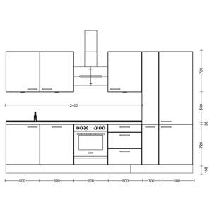 Küchenzeile High-Line Structura Kombi C Eiche Havanna Dekor - Breite: 330 cm - Ausrichtung rechts - Mit Elektrogeräten