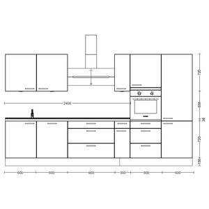 Küchenzeile High-Line Structura Kombi D Eiche Havanna Dekor - Breite: 360 cm - Ausrichtung rechts - Ohne Elektrogeräte