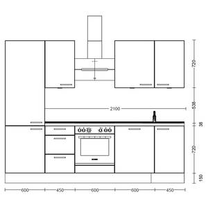 Küchenzeile High-Line Flash Kombi B Hochglanz Weiß - Breite: 270 cm - Ausrichtung links - Ohne Elektrogeräte