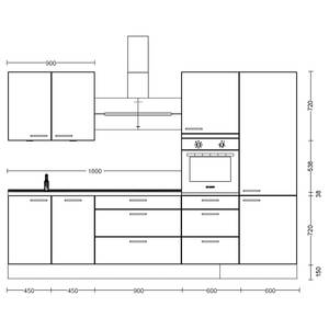 Küchenzeile High-Line Flash Kombi D Hochglanz Weiß - Breite: 300 cm - Ausrichtung rechts - Ohne Elektrogeräte
