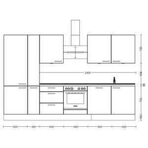 Küchenzeile High-Line Flash Kombi C Hochglanz Weiß - Breite: 330 cm - Ausrichtung links - Mit Elektrogeräten