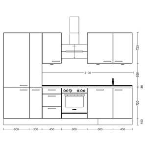 Küchenzeile High-Line Flash Kombi B Hochglanz Grau - Breite: 300 cm - Ausrichtung links - Ohne Elektrogeräte