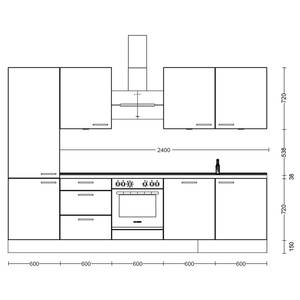 Küchenzeile High-Line Flash Kombi C Hochglanz Grau - Breite: 300 cm - Ausrichtung links - Ohne Elektrogeräte