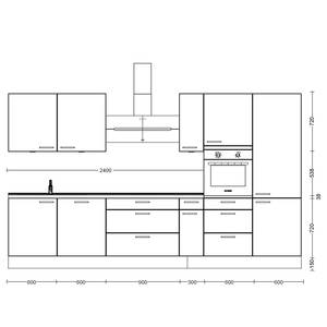 Küchenzeile High-Line Flash Kombi D Hochglanz Grau - Breite: 360 cm - Ausrichtung rechts - Ohne Elektrogeräte