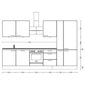 Küchenzeile High-Line Flash Kombi C Hochglanz Grau - Breite: 330 cm - Ausrichtung rechts - Ohne Elektrogeräte